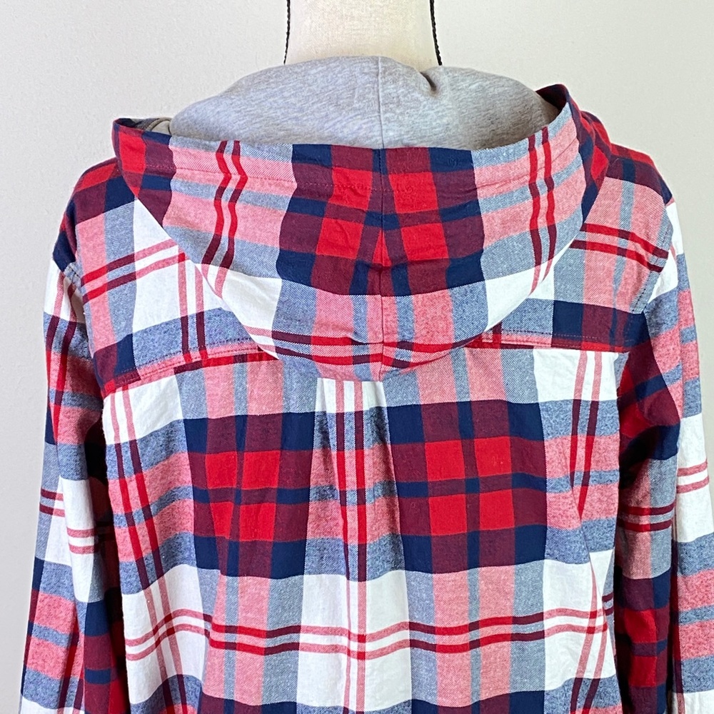 Eddie Bauer Red Plaid Hooded Flannel Shirt - Picture 5 of 10